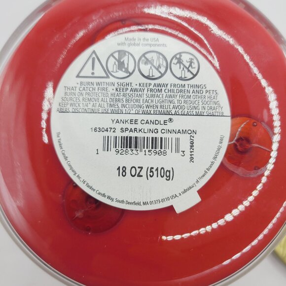 Yankee Candle Sparkling Cinnamon 3-Wick 18oz Scented Jar Candle With Gold Lid - Picture 6 of 8